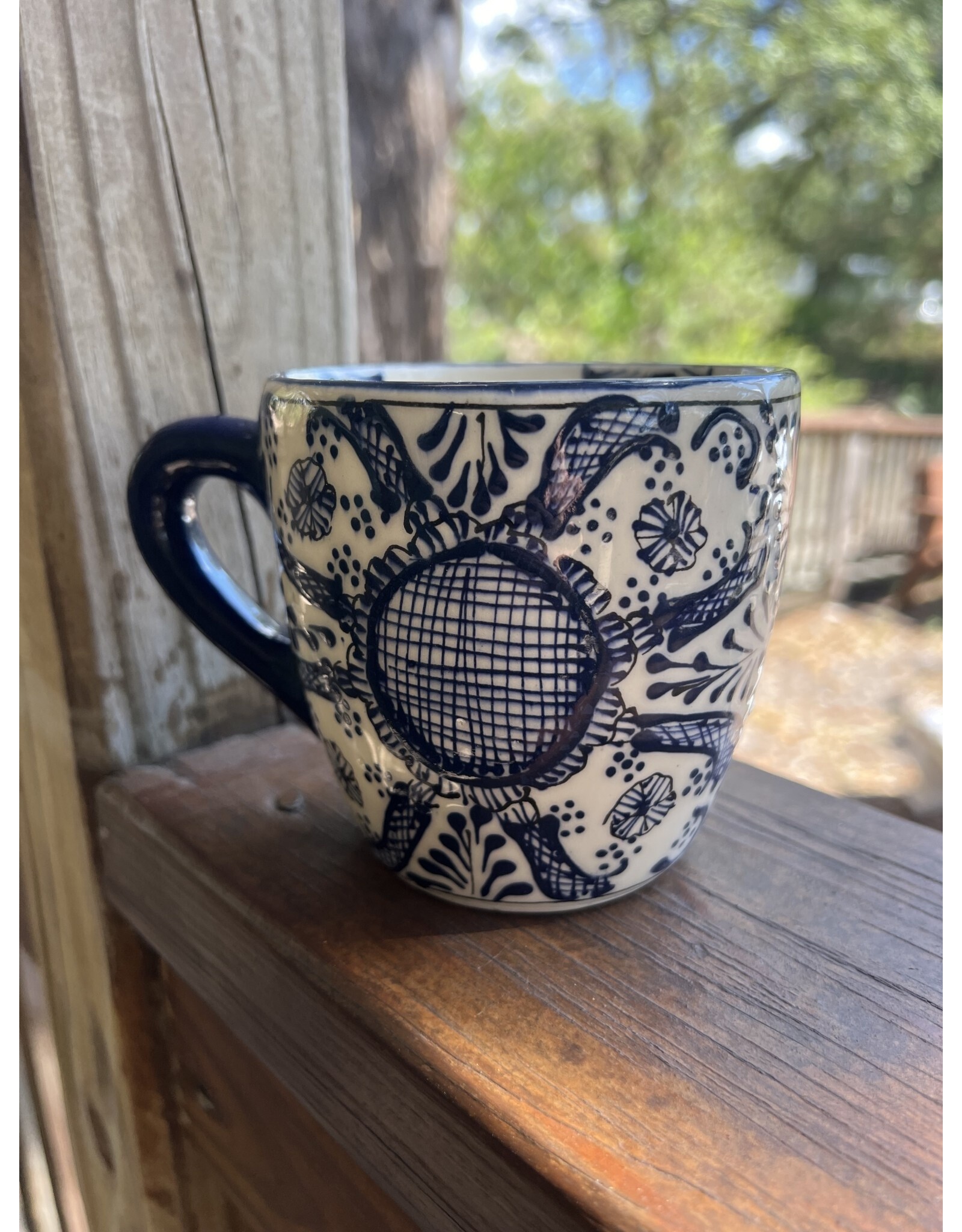 Encantada Handmade Pottery Mugs, Blue Flower