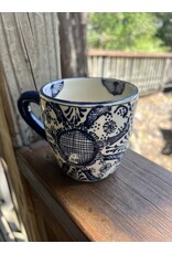 Encantada Handmade Pottery Mugs, Blue Flower