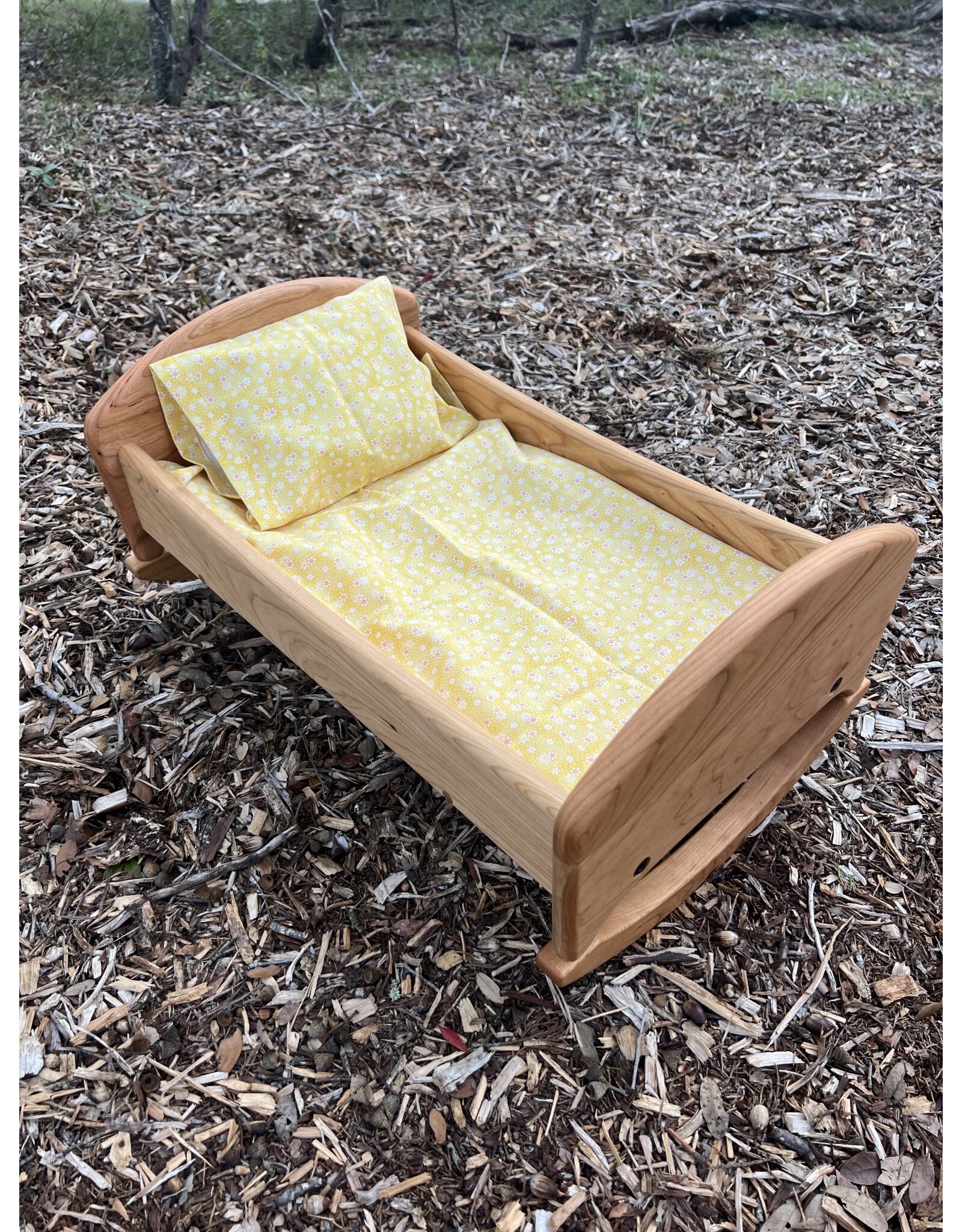 Cherry Doll Cradle Yellow Bedding. US Made - Local Pick Up Only