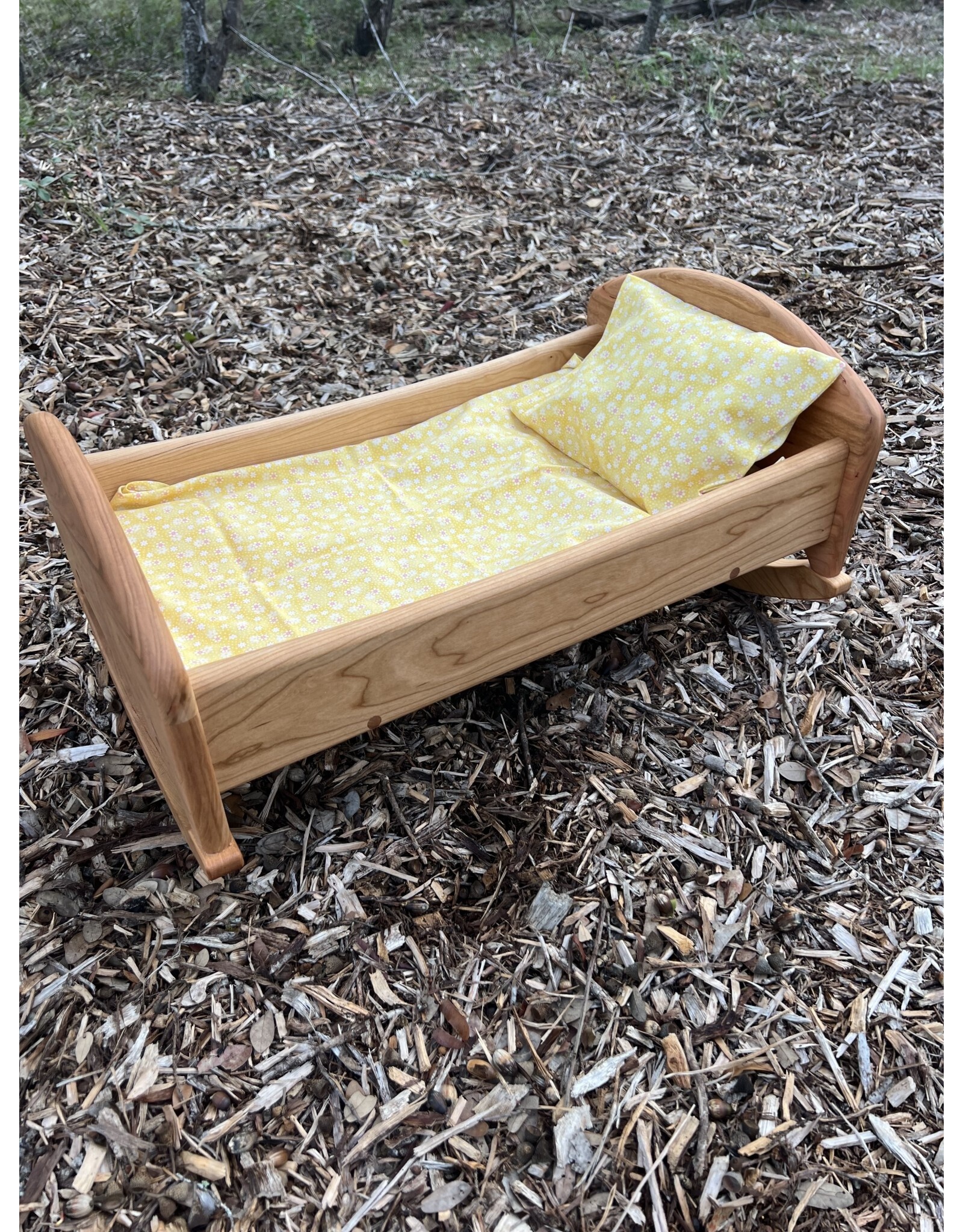 Cherry Doll Cradle Yellow Bedding. US Made - Local Pick Up Only