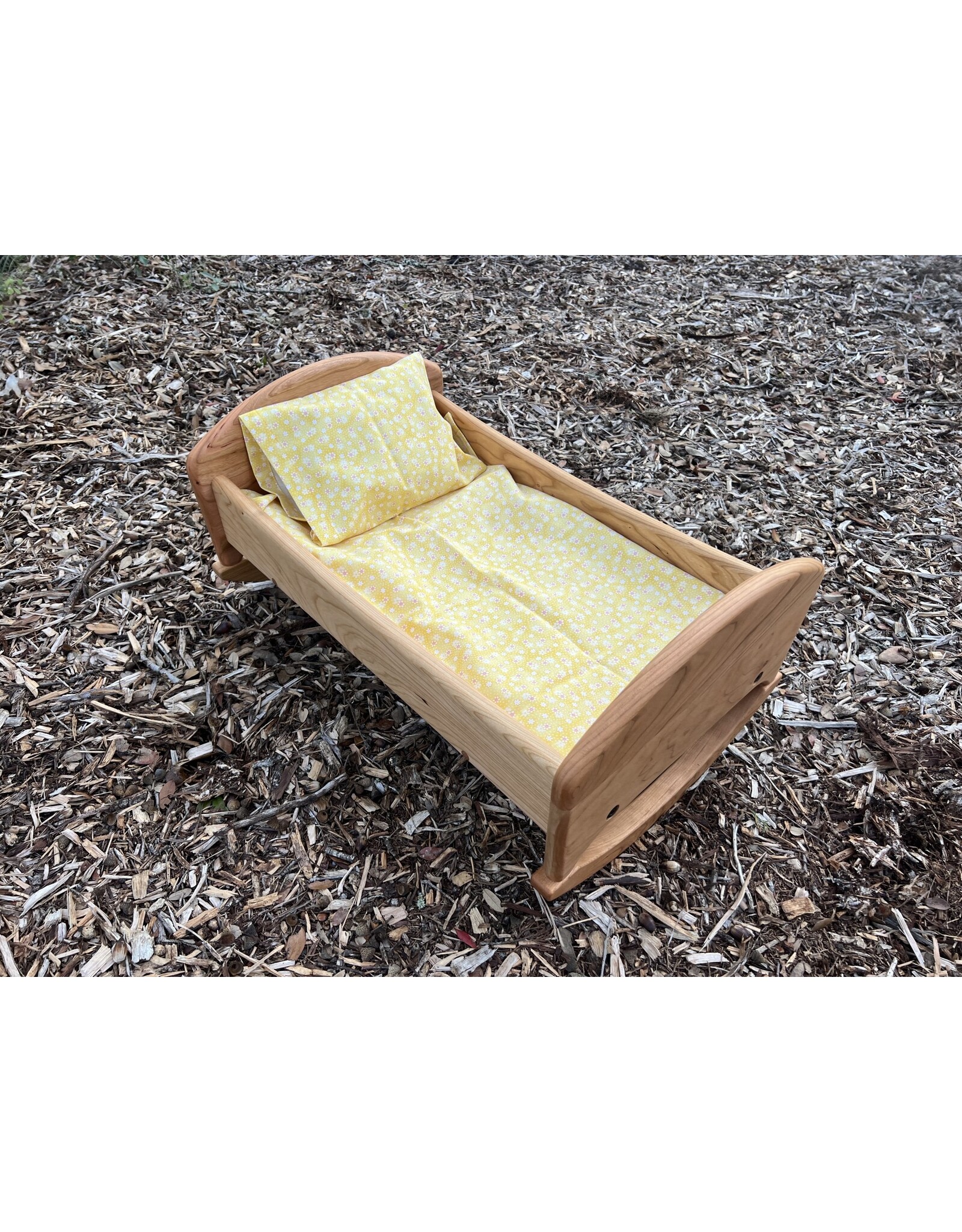 Cherry Doll Cradle Yellow Bedding. US Made - Local Pick Up Only