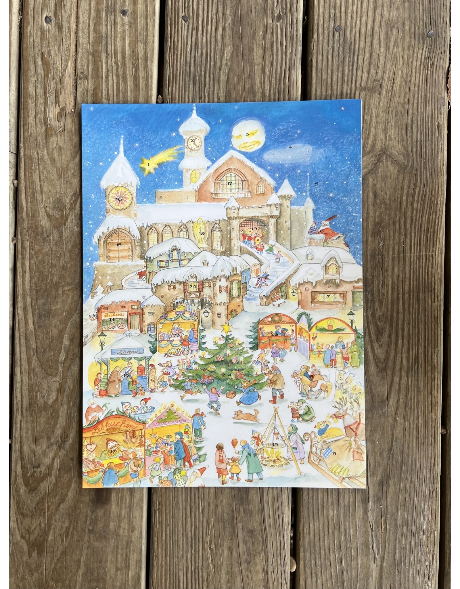 Village Christmas Market Advent Calendar 14.5x10.5