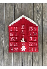 Red Wool Advent Calendar with Gingerbread Man