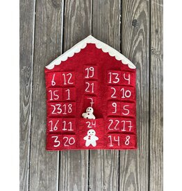 Red Wool Advent Calendar with Gingerbread Man