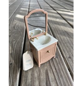 Sink Dresser w/ Mirror, Mouse. dusty rose. Maileg