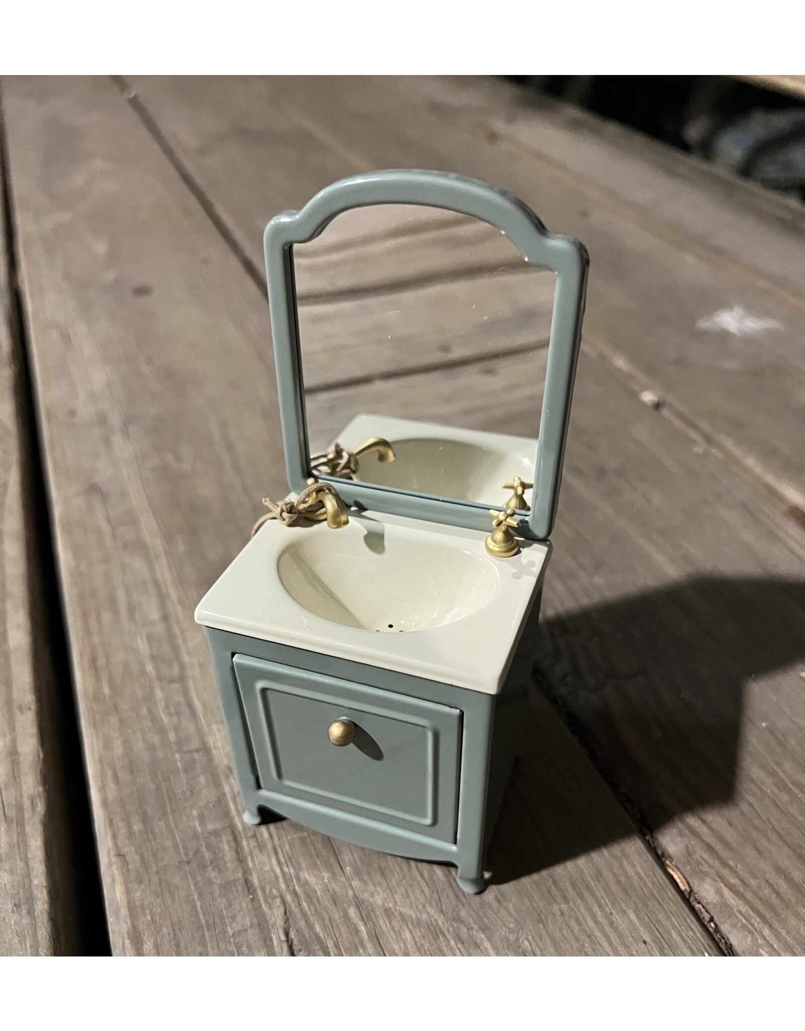 Sink Dresser w/ Mirror, Mouse. powder blue. Maileg