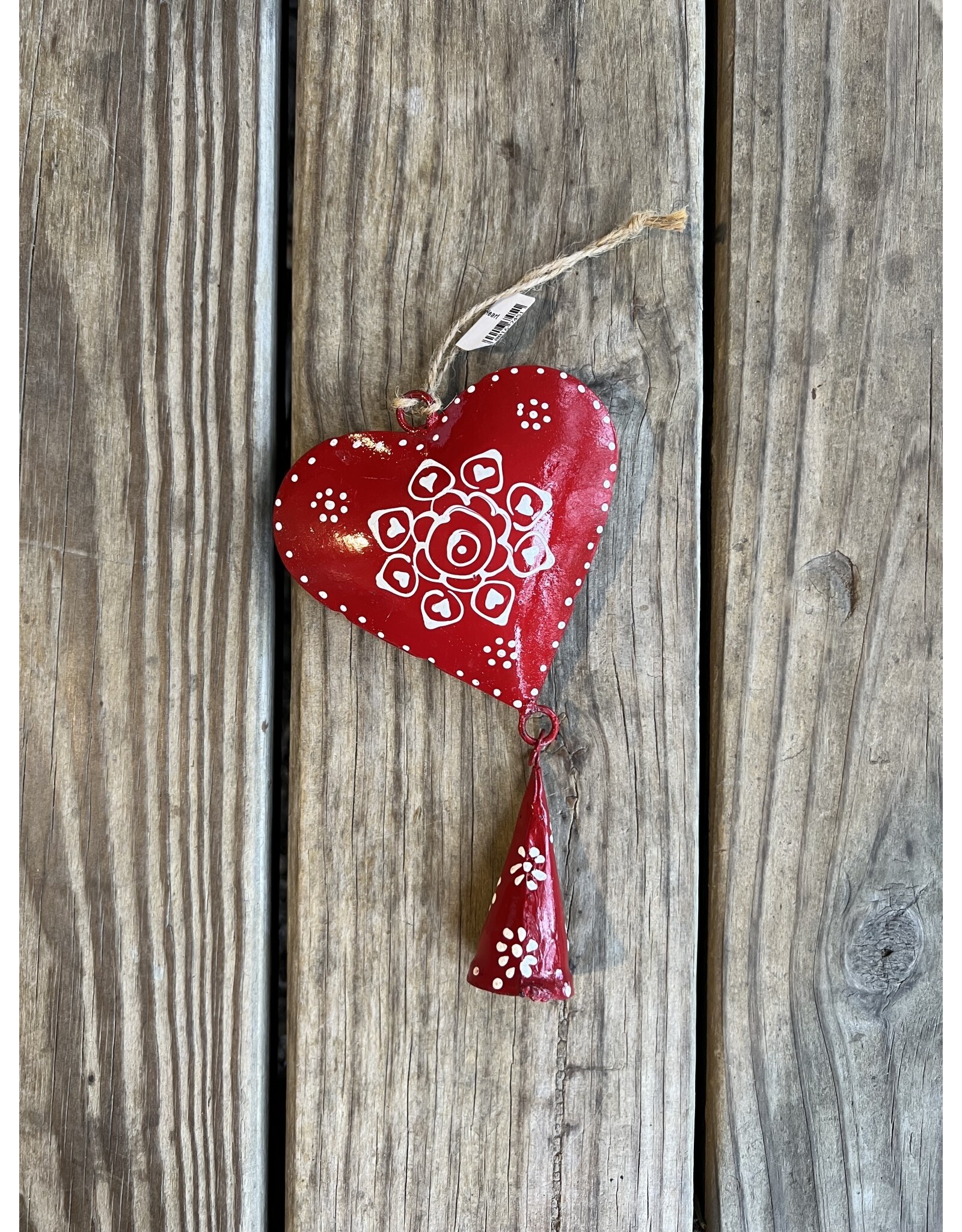 Metal Heart Ornament with Bell 7.5 in