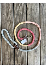 Cotton and Leather Dog Leash - 6ft. various colors