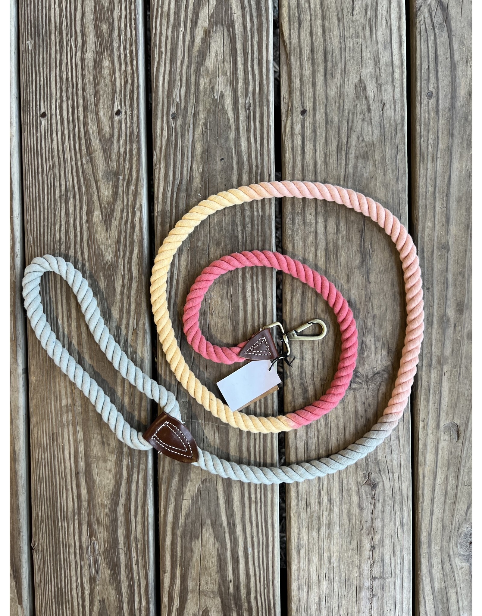 Cotton and Leather Dog Leash - 6ft. various colors