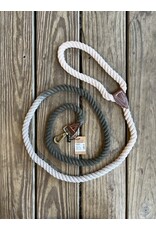 Cotton and Leather Dog Leash - 6ft. various colors