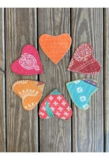 Upcycled Kantha Heart  Coaster - styles vary. 5 inch