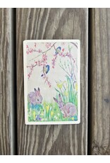 Spring Bunnies Wood Postcard