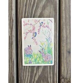 Spring Bunnies Wood Postcard