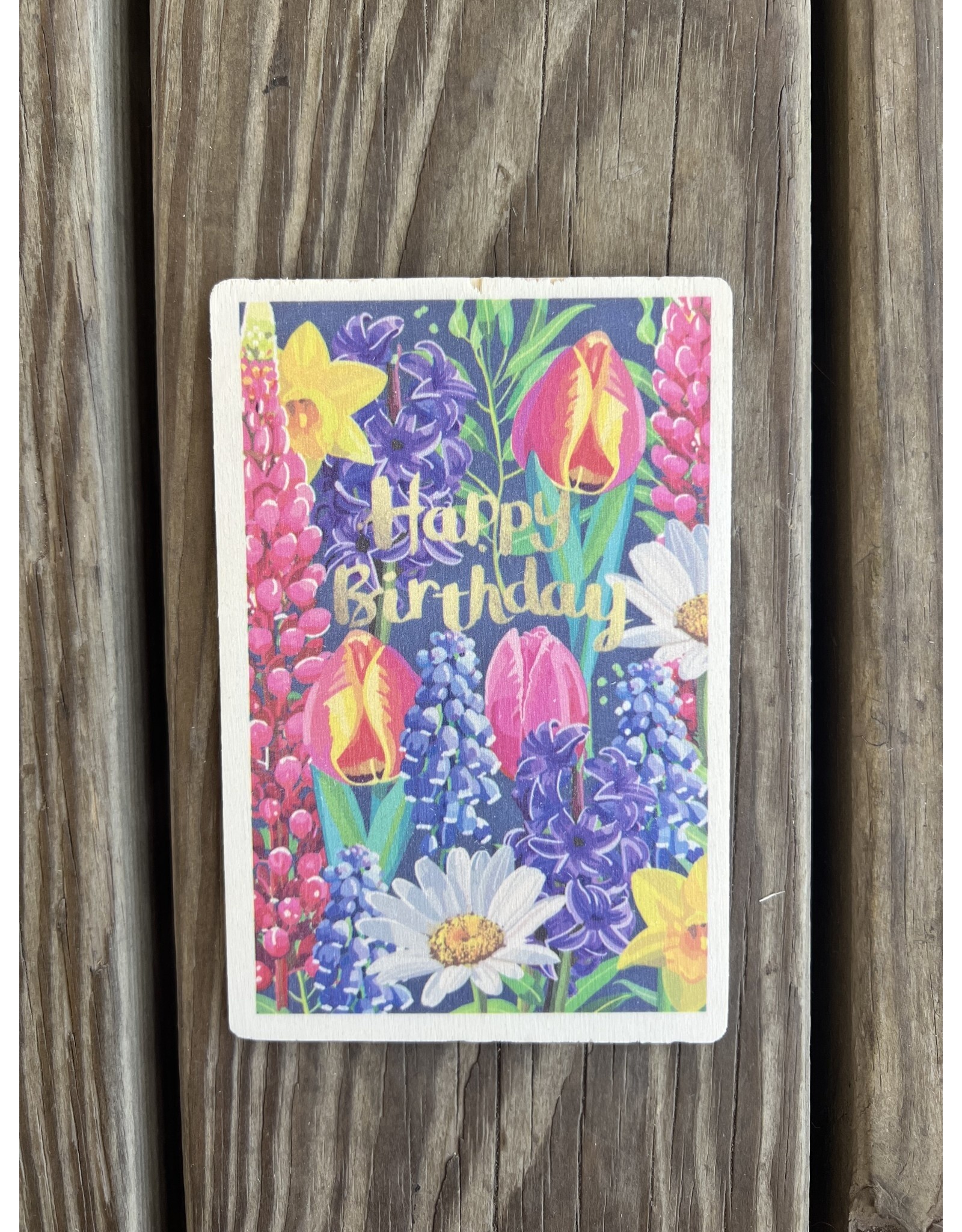 Happy Birthday Wood Postcard