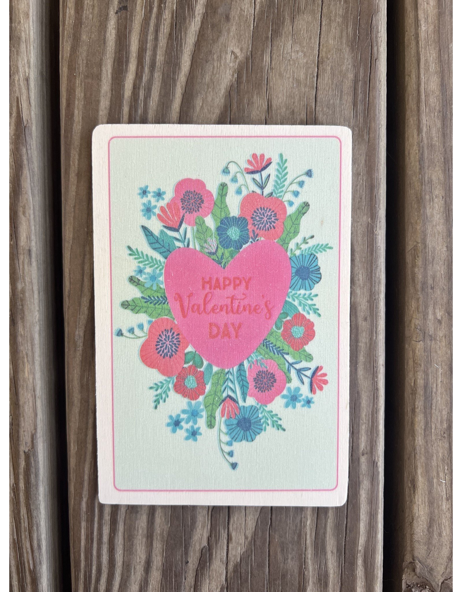 Happy Valentines Wood Postcard