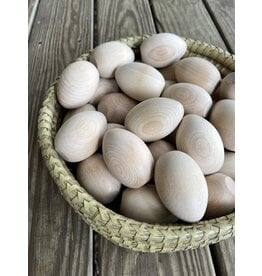 Wooden Hen Egg - Natural. 2.5in tall