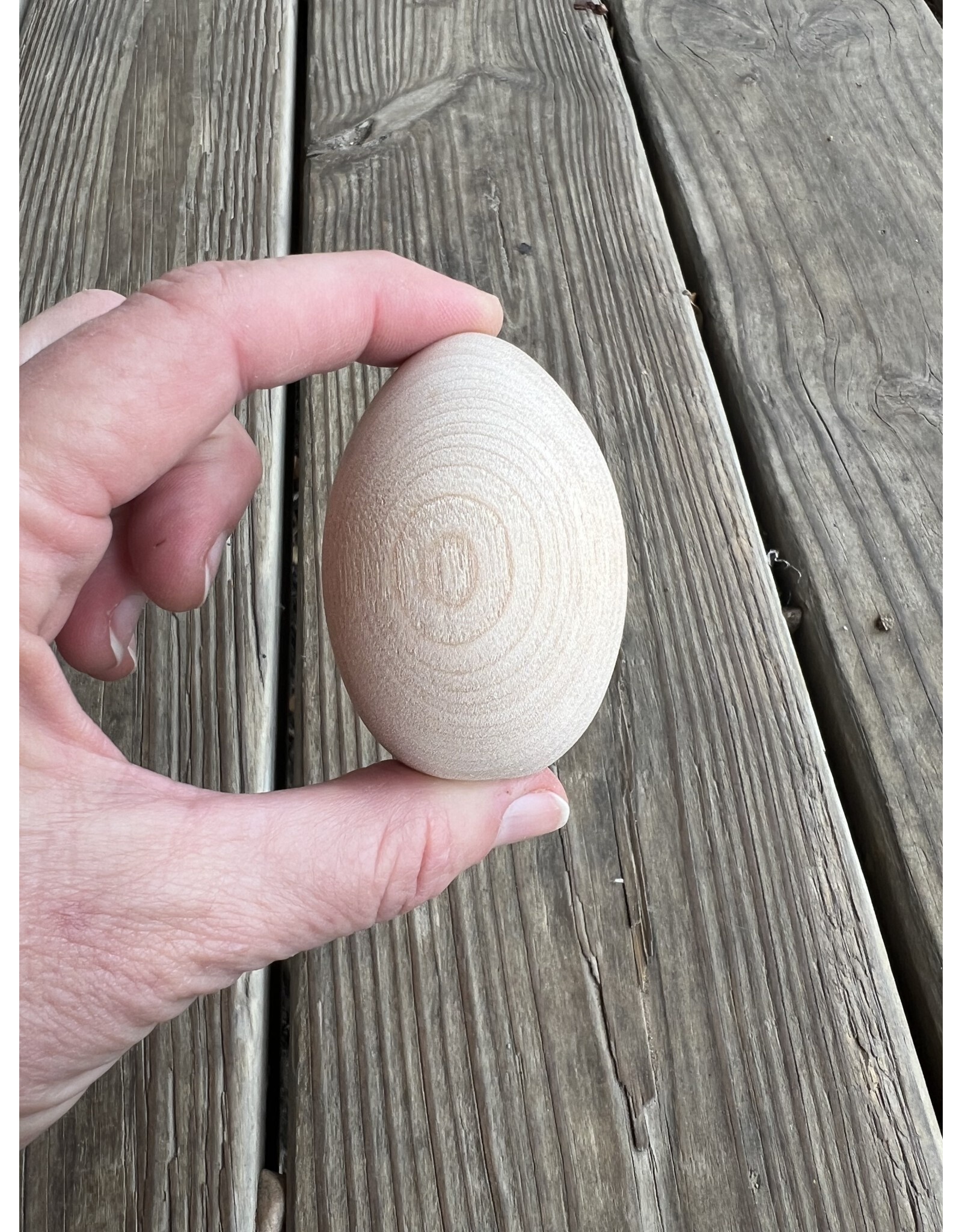 Wooden Hen Egg - Natural. 2.5in tall