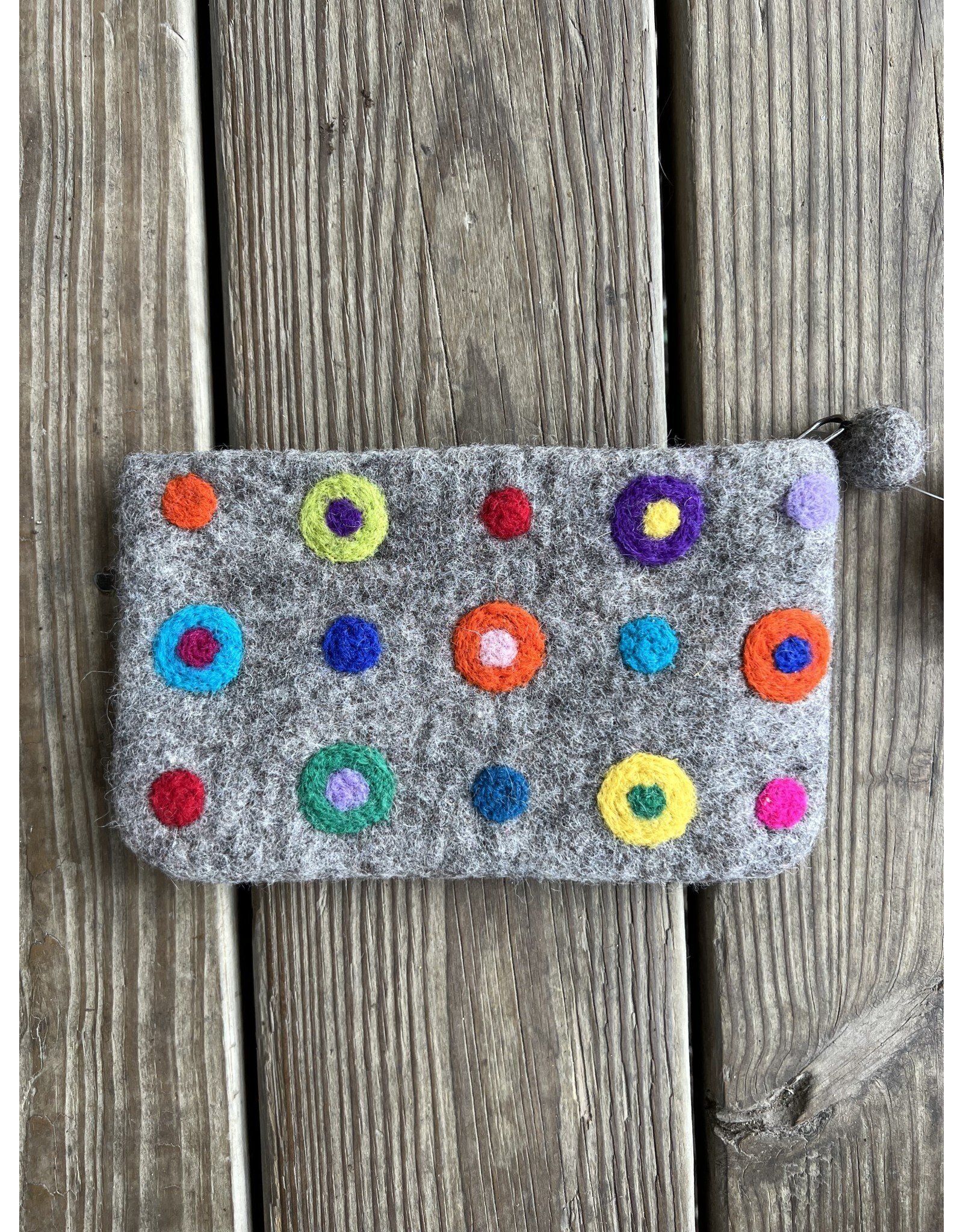 Polka Dots Felt Zipper Pouch