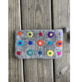 Polka Dots Felt Zipper Pouch