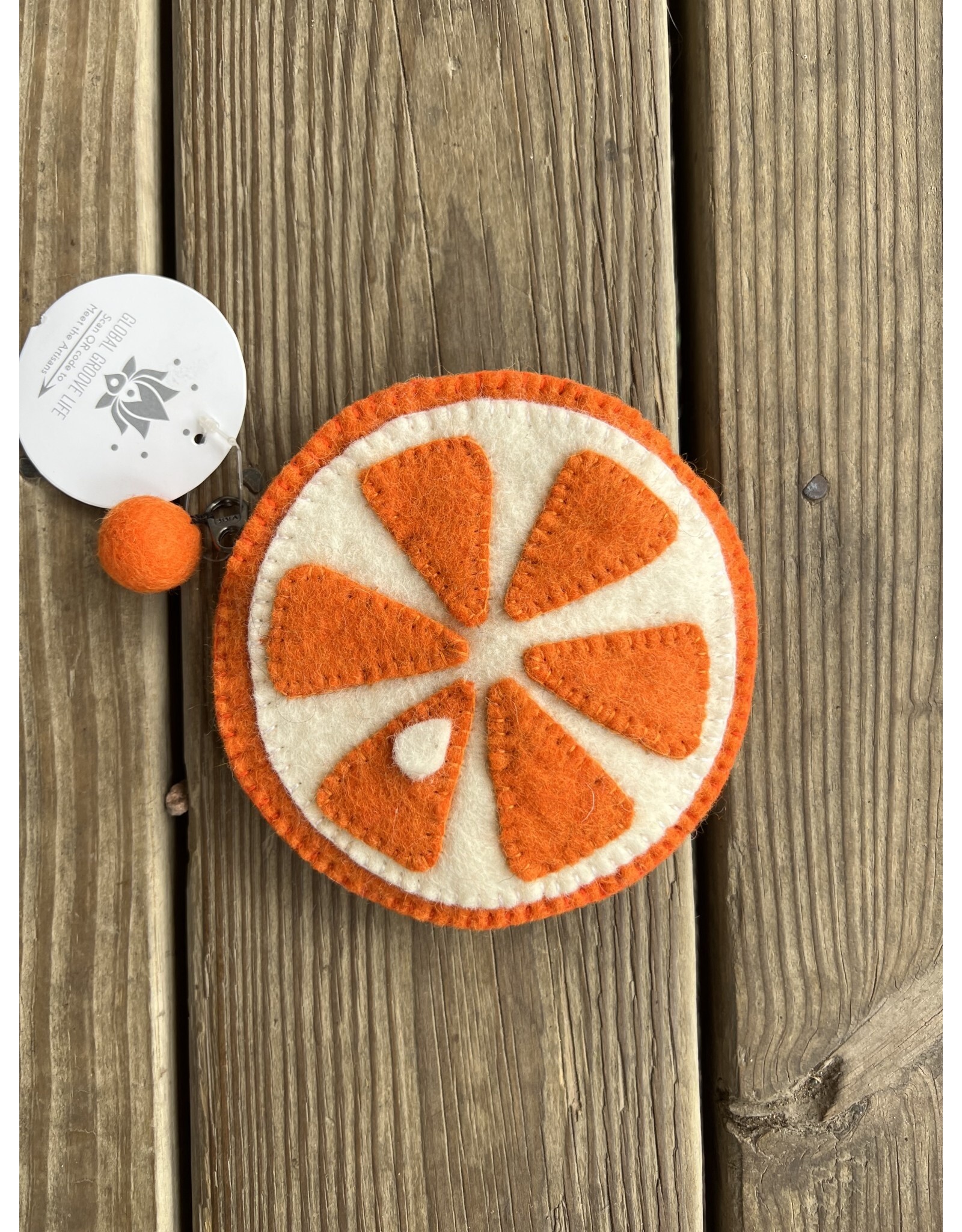 Orange Slice Felt Coin Purse