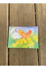 Hen and Cockerel with Baby Chicks Postcard