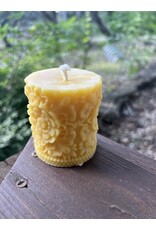 Flower Mandala Beeswax Pillar 2.75 in. Local