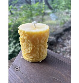 Flower Mandala Beeswax Pillar 2.75 in. Local