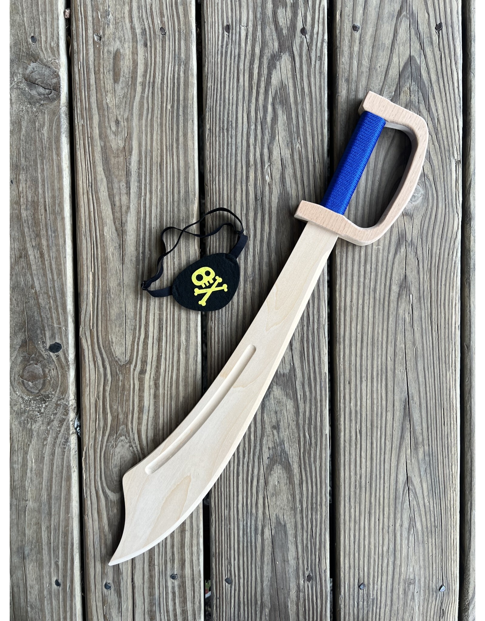 Wooden Pirate Sword with Soft Grip and Eye Patch. Local pickup only
