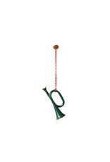 Metal Trumpet Ornament, Dark Green. Maileg