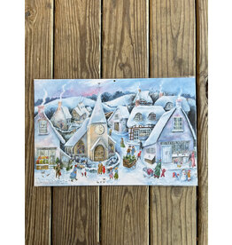 Village Winter Scene Advent Calendar 12x18