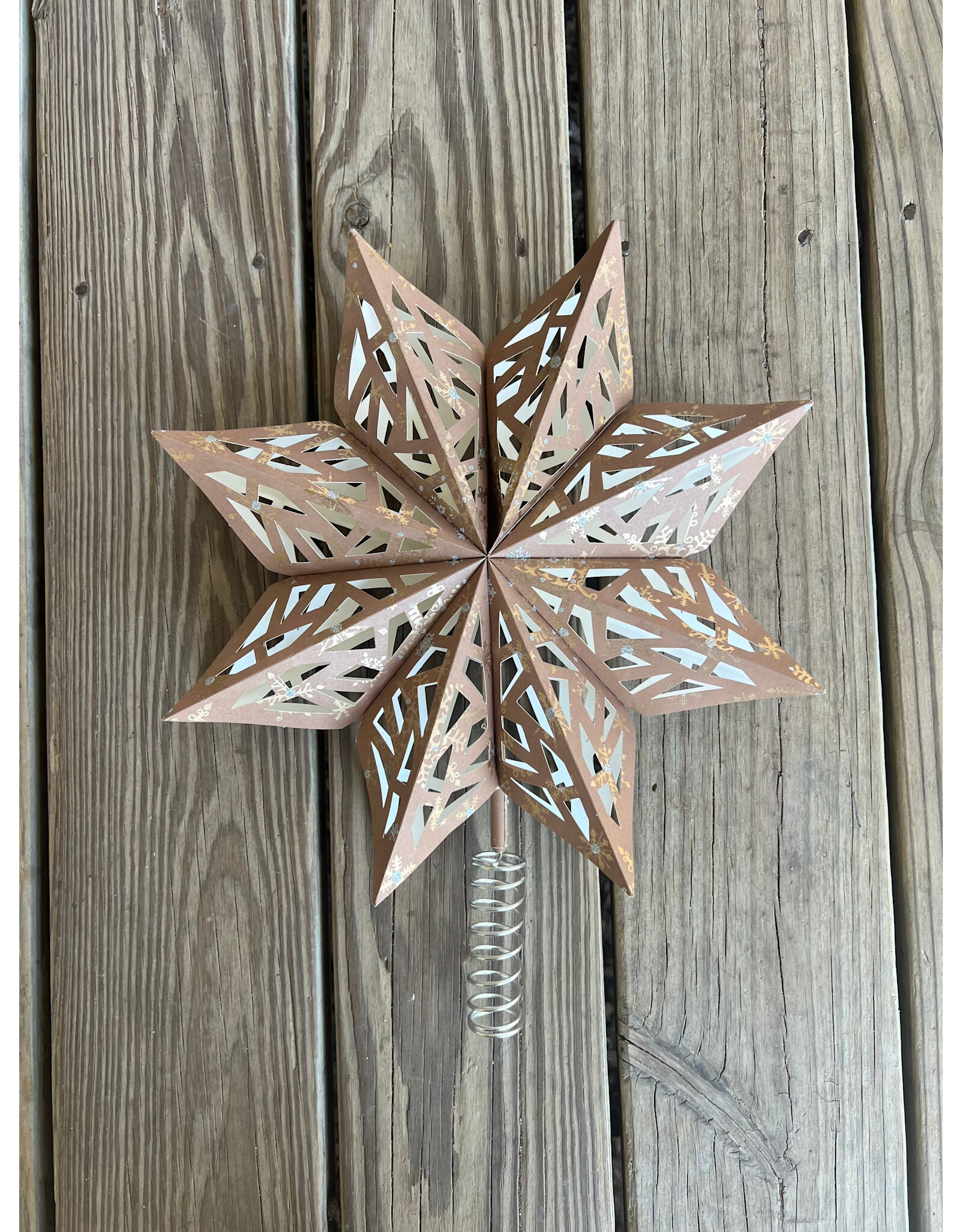 Paper Star Tree Topper with Snowflakes. 12x14