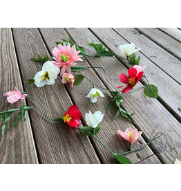 Paper Flower Garland 72" Long. pink tones