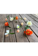 Paper Flower Garland 72" Long. orange tones