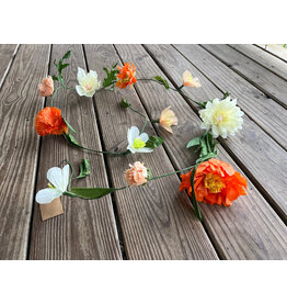 Paper Flower Garland 72" Long. orange tones