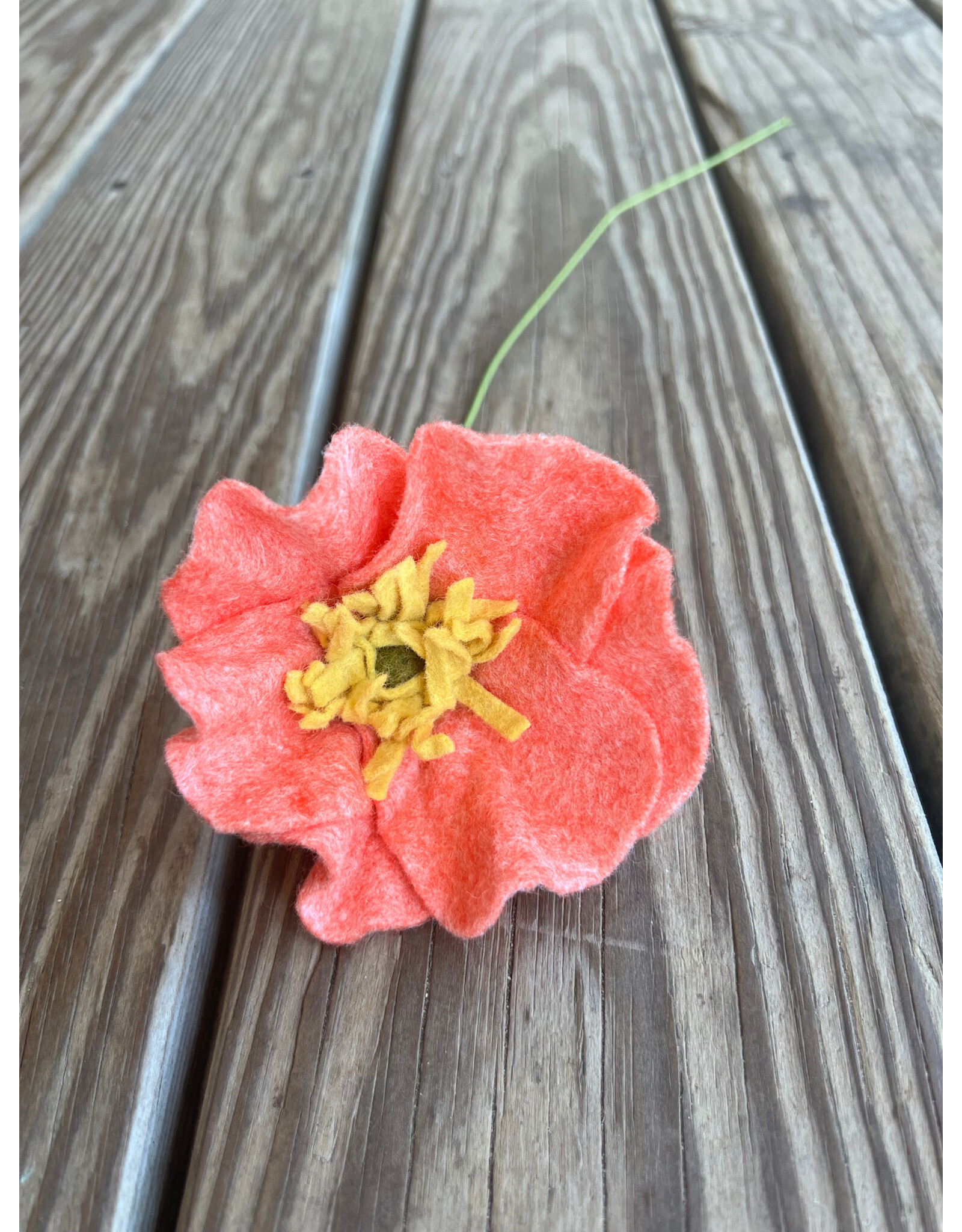 Felt Icelandic Poppy - Coral. U.S. Made