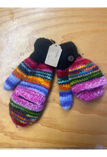 Kids Knitted Mittens -rainbow medium. fair trade