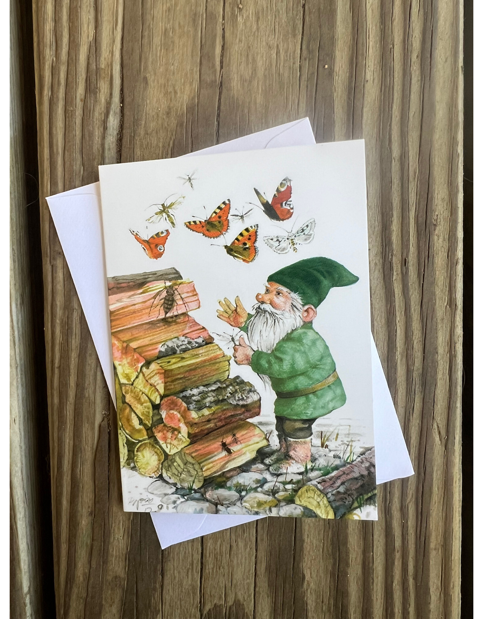 Mini Card - Forest Gnome with Butterflies. by Skovnisser