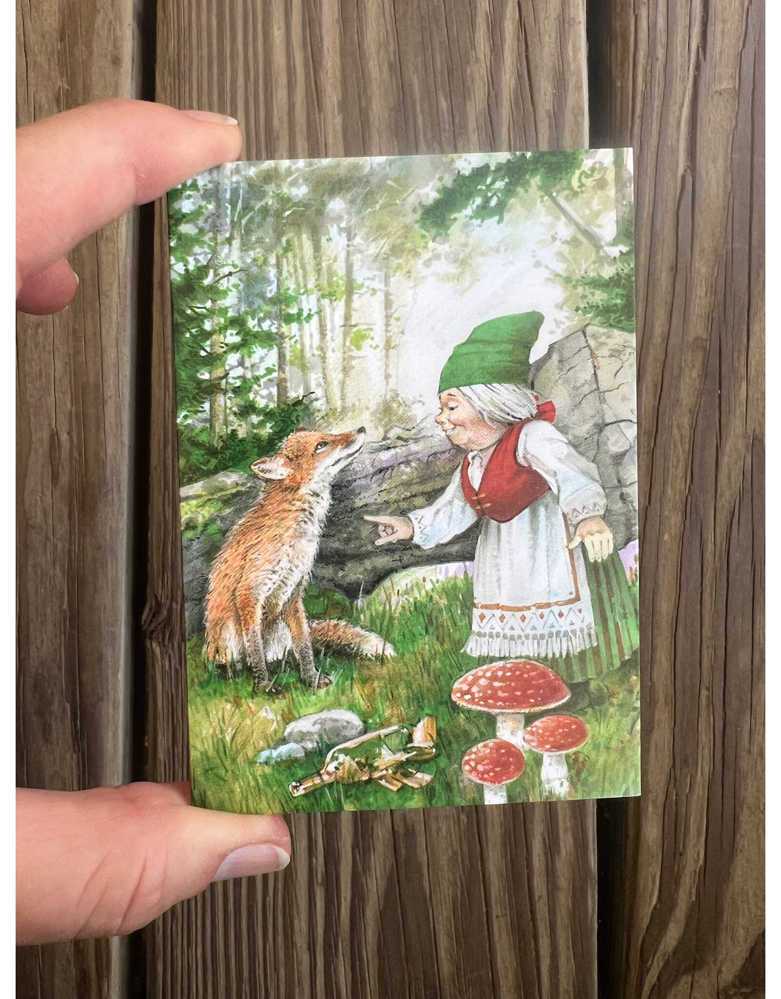 Mini Card - Forest Gnome with Fox. by Skovnisser