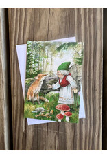 Mini Card - Forest Gnome with Fox. by Skovnisser