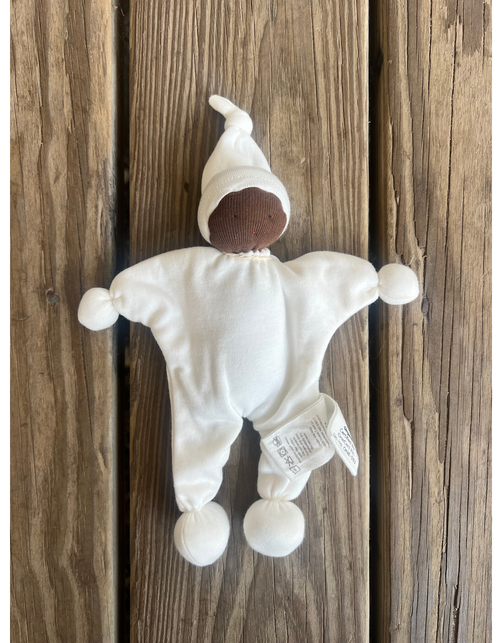 Baby Buddy Lovey - Organic White. Brown Skin. 8 inch