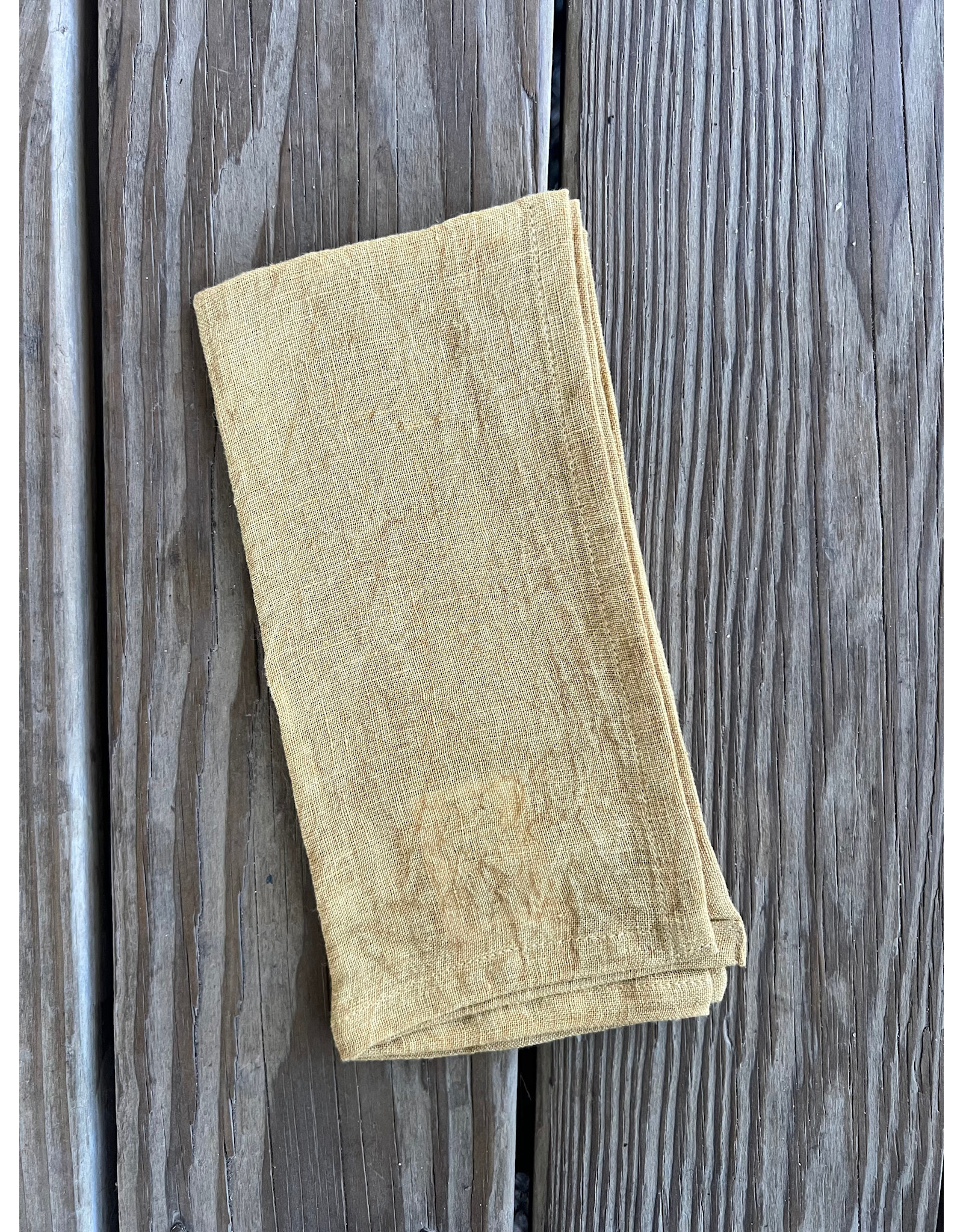Stonewash Linen Napkin. 18" square. Mustard