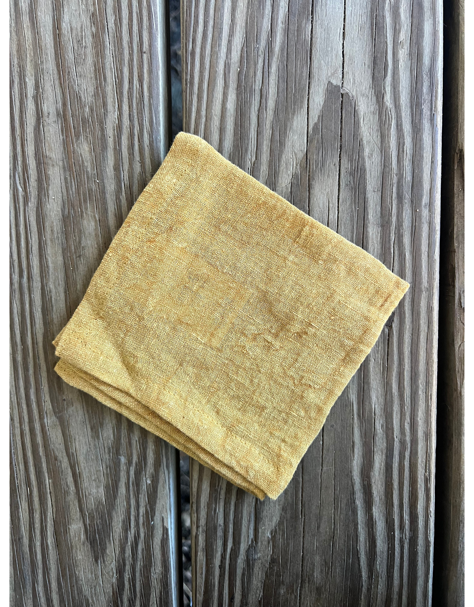 Stonewash Linen Cocktail Napkin. Mustard