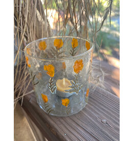 Tiny Pressed Flower Glass Hurricane, Small