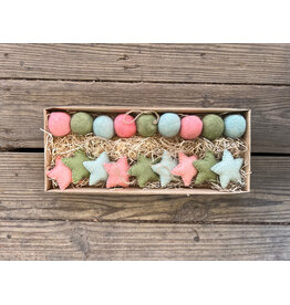 Set of 18 Wool Felt Balls and Stars