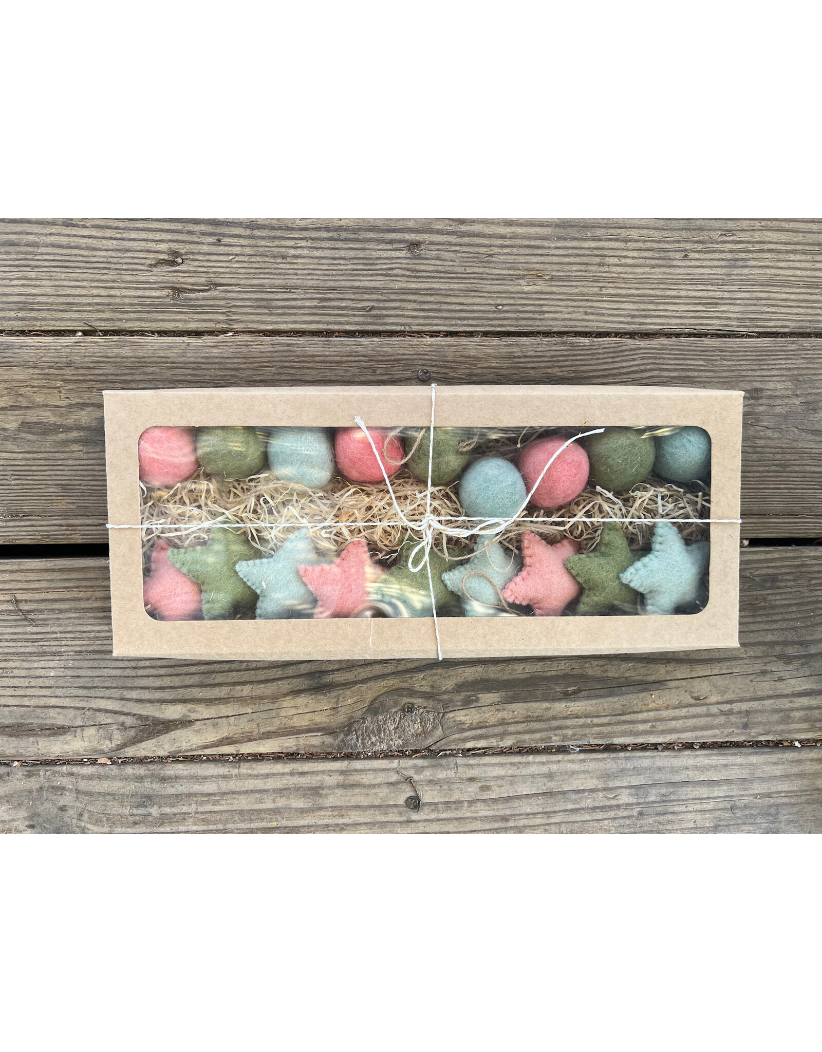 Set of 18 Wool Felt Balls and Stars