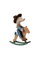 Cowboy Mouse on Rocking Horse - Little Brother. Maileg