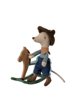 Cowboy Mouse on Rocking Horse - Little Brother. Maileg