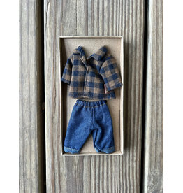 Brown Checked Shirt and Pants, Dad Mouse. Maileg