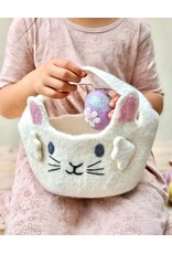 White Bunny Felt Basket