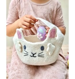 White Bunny Felt Basket